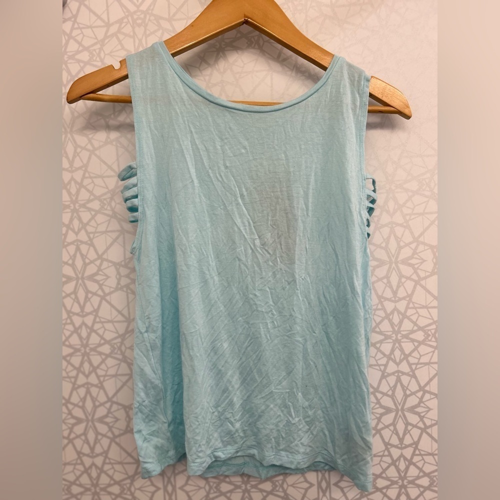 NWT Terez girls XL top. Aqua blue muscle tank with side slits / cutouts